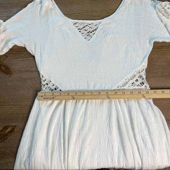 Free People 'To the Point' Lace Inset Crinkled Fit Flare Dress Size Small - Picture 12 of 15